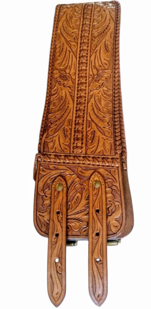 Ralph Lauren Leather Corset Belt - Wide Hand-Tooled Western Cowboy Style